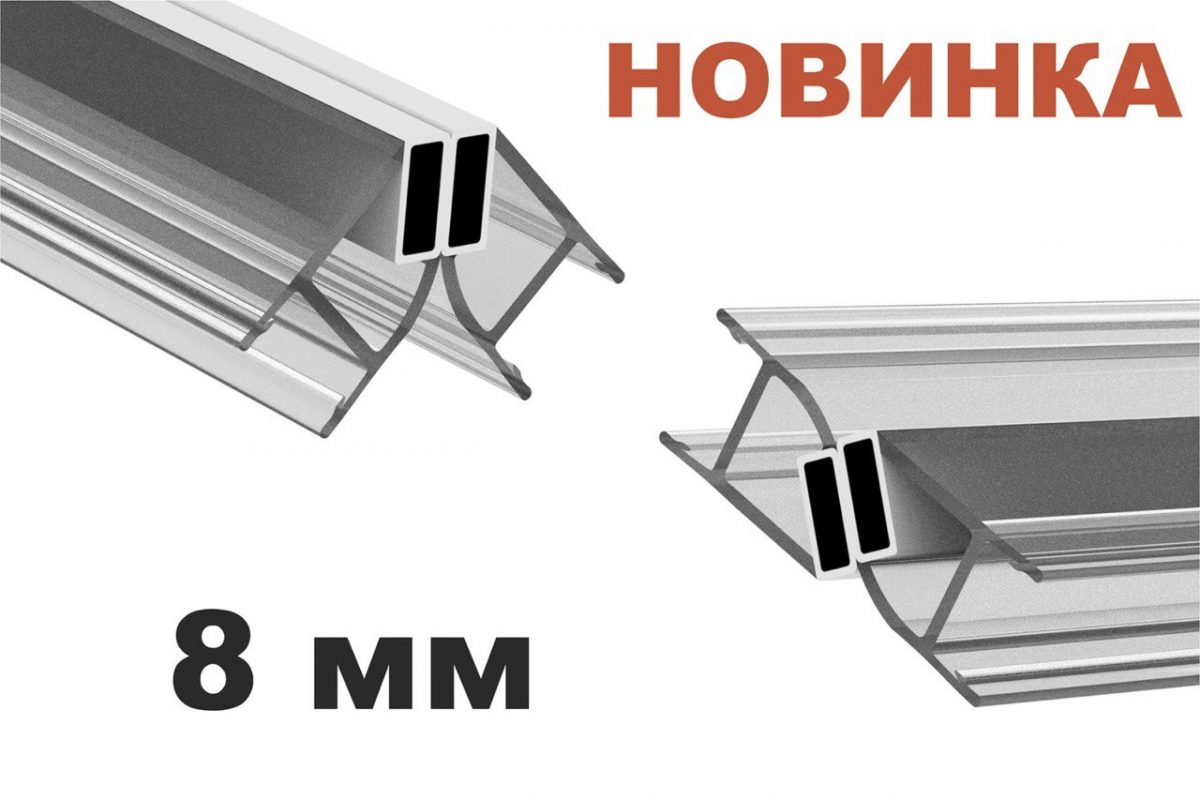 Уплотнитель MINI для душевой магнитный 90/180 (стекло 8 мм) - Фурнитура для стекла Great Hope